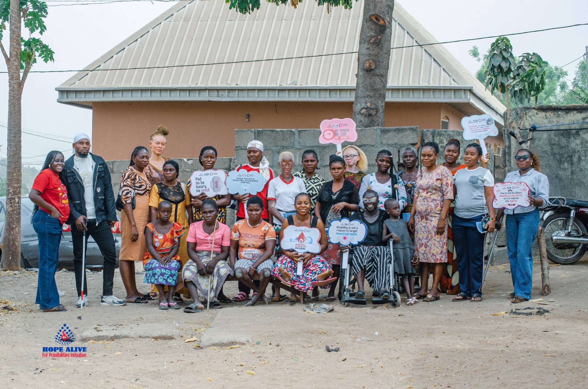 Hope Alive for Possibilities Initiative (HAPI) Group picture of storytelling and experience-sharing session with Women and Girls with Disabilities in Ichwa IDP, Makurdi, Benue State